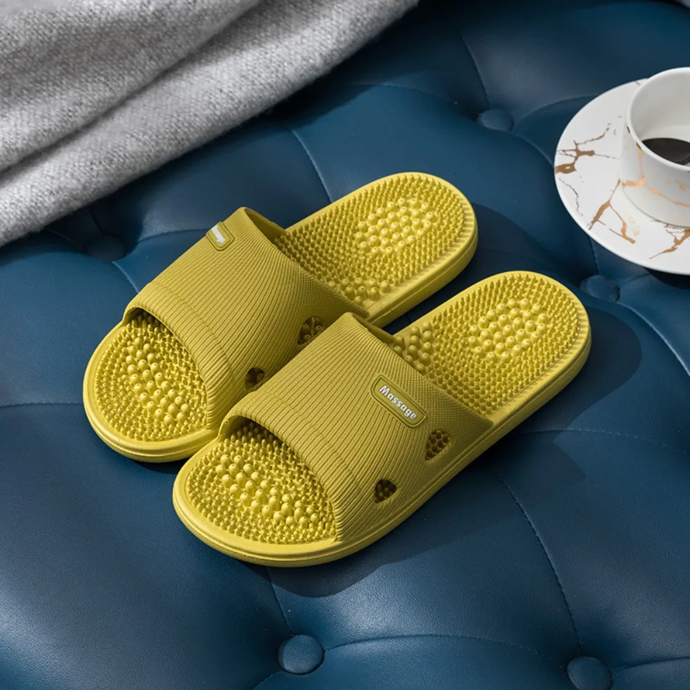 Simple Solid Thick Massage Slippers Anti Slip Open-toe Indoor Slides Sandals Lightweight EVA Platform Flip Flops Bathroom