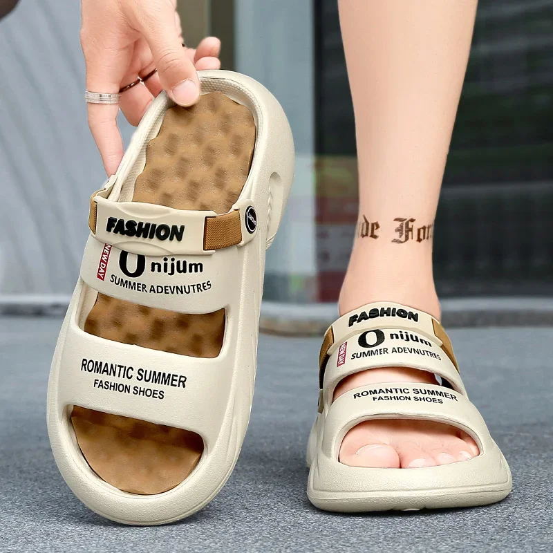 2025 Summer Men's Massage Slippers Outdoor Sandals Beach Comfortable Soft Slides Indoor Casual Shoes Men Sandals Big Size 47 48