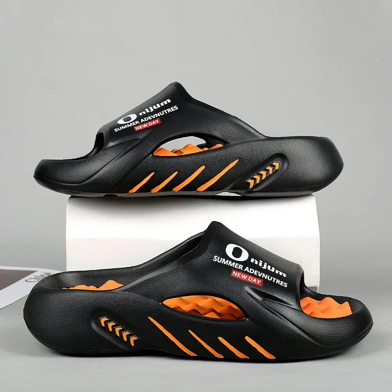 2025 New Men Massage Slippers Slides Indoor Outdoor Sandals Beach Casual Shoes Comfortable Sole Men's Slippers Big Size 38-47