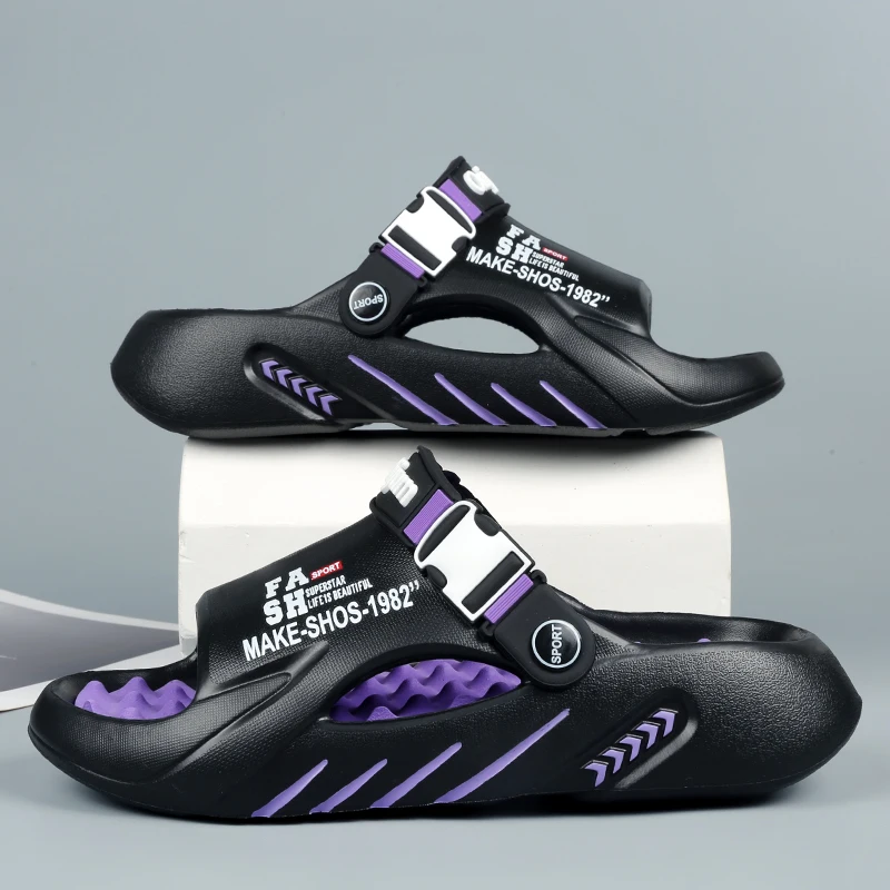 New Men's Slippers Indoor Outdoor Sandals Beach Massage Comfortable Soft Slides Casual Shoes Home Men's Sandals Big Size 46 47