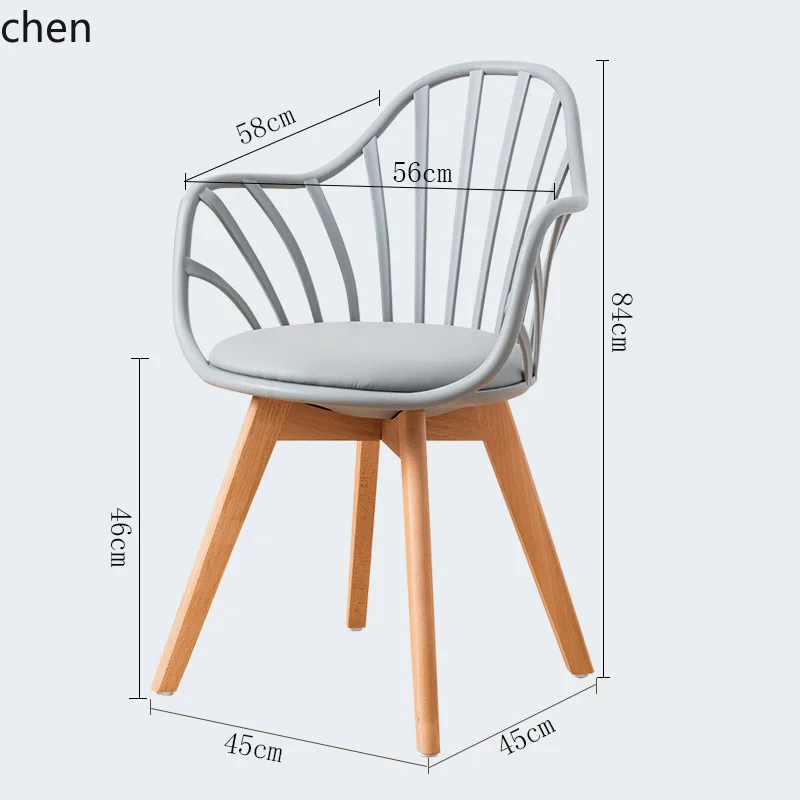 PYH Modern Simple Premium Makeup Chair Solid Wood Hollow Plastic Household Simple Single Dining Chair
