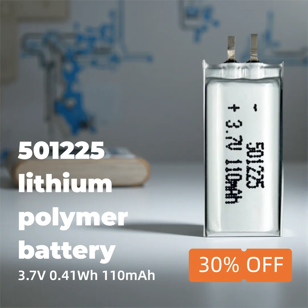 501225 Li-ion Polymer Battery 3.7V 110mAh Lightweight Rechargeable Cell for Small Gadgets, Smart Devices, Portable Electronics
