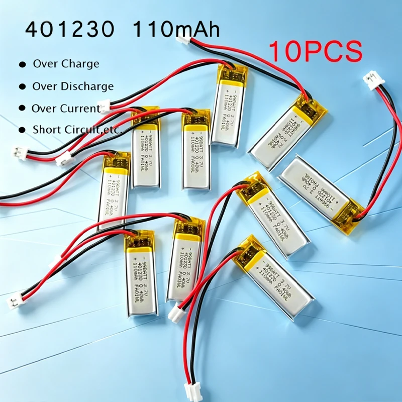 1-10pcs 401230 Lipo Battery 3.7V 110mAh Rechargeable Polymer Lithium Batterie for Mp3 Bluetooth Speaker Headphone LED Light Toys