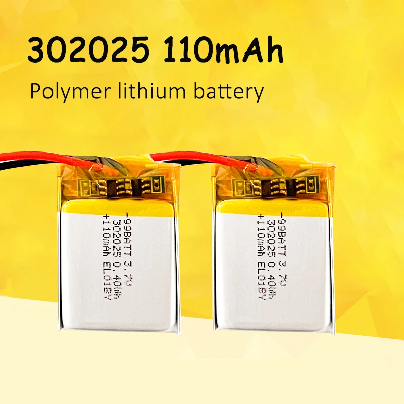 3.7V Li Po Battery 302025 110mAh Polymer Lithium Rechargeable Batteries for Beauty Instrument Bluetooth Headset Selfie Stick GPS