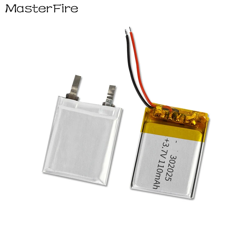 3.7V 110mah Rechargeable Lithium Polymer Battery 302025 for Bluetooth Headset Speaker Hearing Aid Smart Watch LED Lamp Batteries