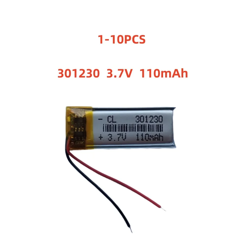301230 3.7V 110mAh Small Size Lipo Rechargeable Battery Lithium Polymer For MP3 Bluetooth MID Headset Headphone Video Pen