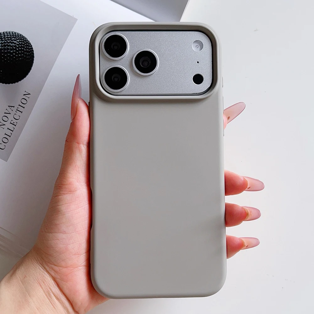 Titanium Gray AI Camera Button Liquid Silicone Phone Case For iPhone 18 17 16 15 Pro Max Full Shockproof Soft Back Bumper Cover