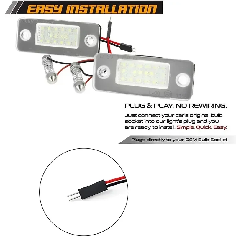 2pcs LED License Plate Light For Audi A8 D3 4E 2002-2010 6000K White Error Free CANBUS Number Plate Lamp Auto Decor