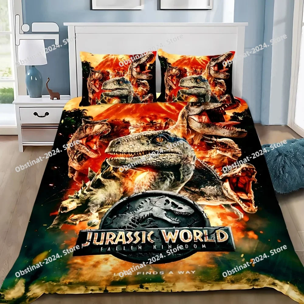 Jurassic Dinosaur Park World Duvet Cover Pillowcase Bedding Set Adult Boy Girl Bedroom Decoration Children Gift Single Double