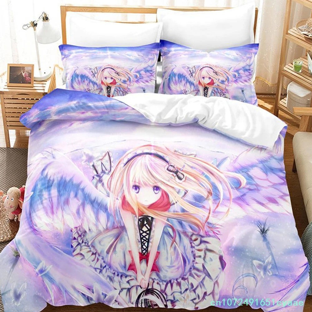 Angel Girl Bedding Set Single Twin Full Queen King Size Bed Set Adult Kid Bedroom Duvetcover Sets Anime Parure De Lit Bed