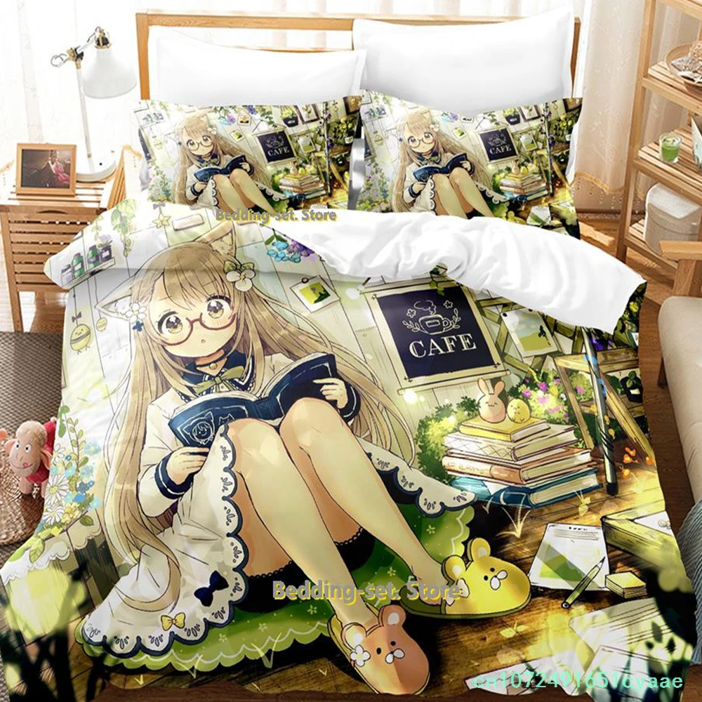 Book Girl Anime Bedding Set Single Twin Full Queen King Size Bed Set Adult Kid Bedroom Duvetcover Sets Anime Parure De Lit Bed