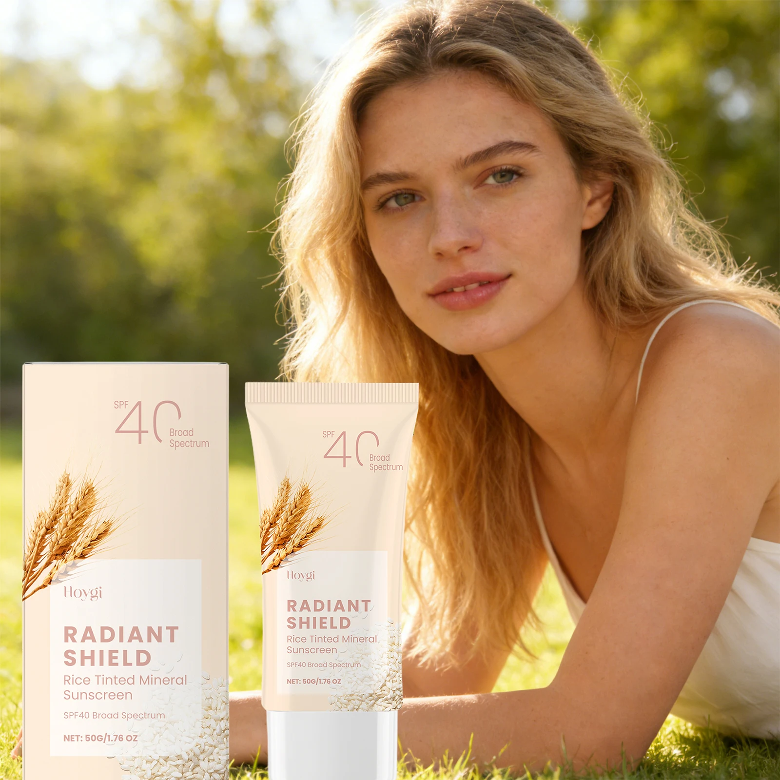 Spf40 Rice Tinted Mineral Sunscreen Ultraviolet Sun Protection Antioxidant Moisturizing Repair Sunburn Refreshing Face Skin Care