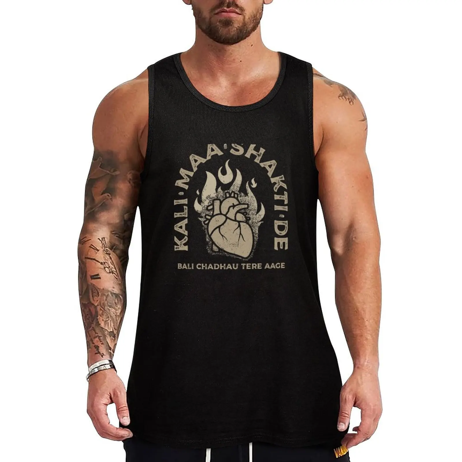 Kali Maa Flaming Heart Tank Top Street Hip Hop Tank Top Casual Sleeveless Wear