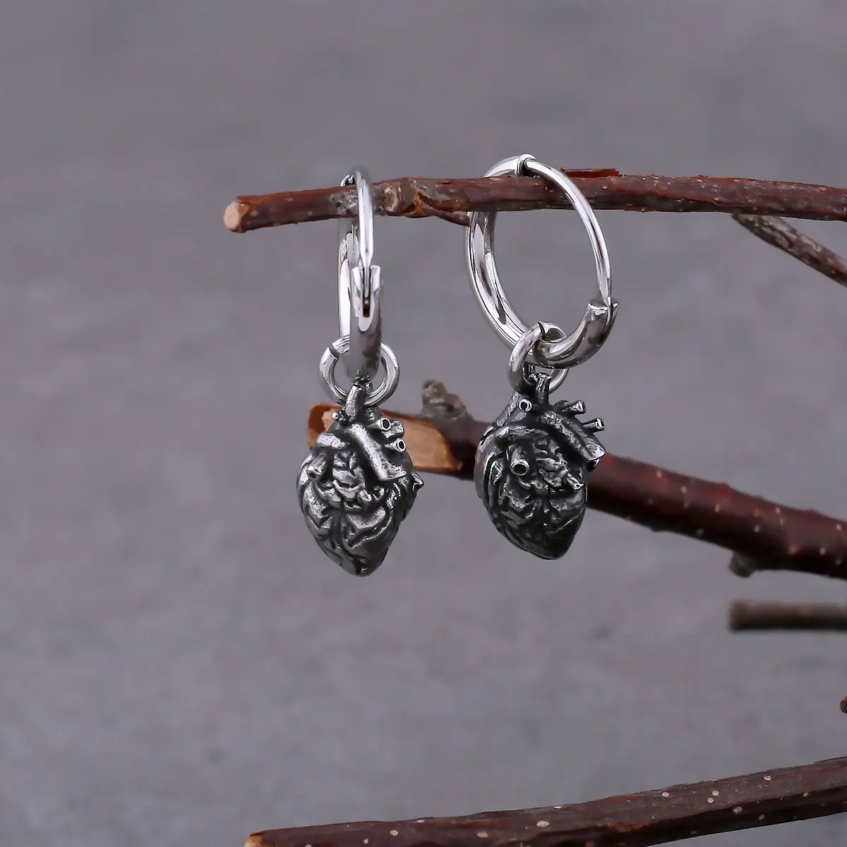 Hip Hop Heart Minimalist Drop Earrings For Men Punk Vintage Stainless Steel Earrings Simple Fashion Cool Boys Gift Daily Jewelry