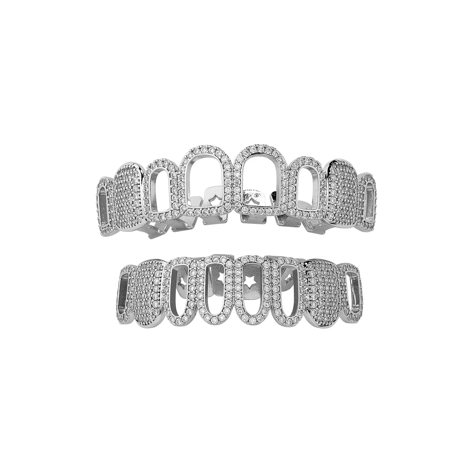 Iced Out Diamond Grillz Teeth Jewelry Gold Silver Tooth Cover Hip Hop Mouth Bling Streetwear Fashion Accessories Party Gift