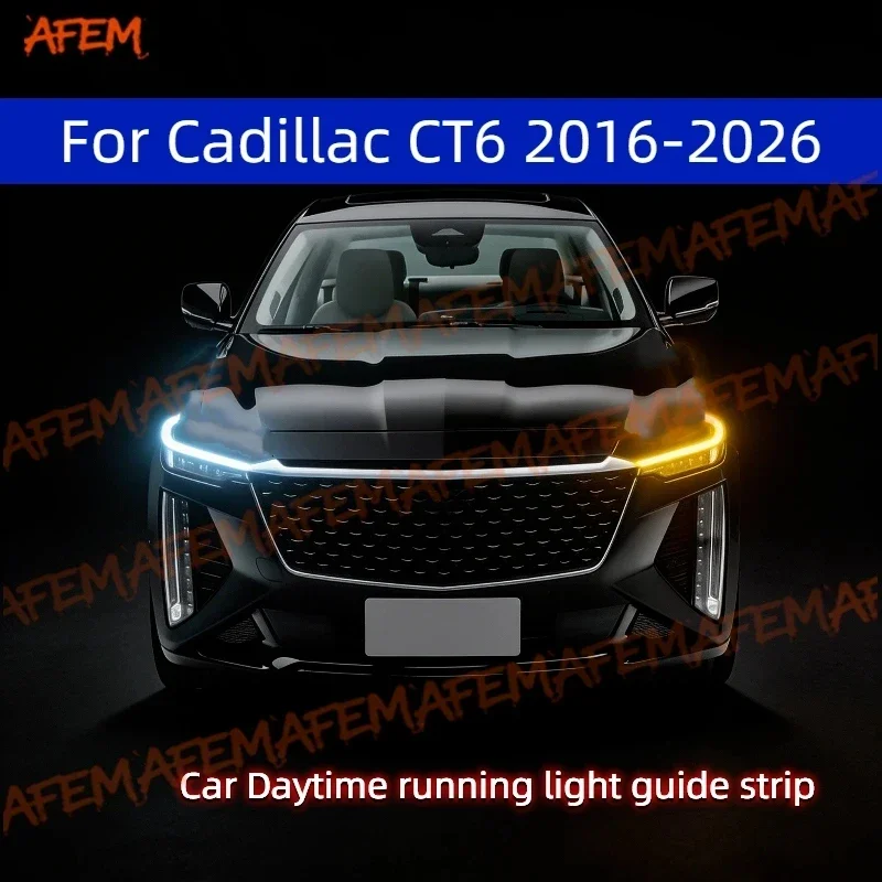 Car DRL Daytime Running Light Start Scan Style Sequential Flowing Turn Signal Light Ultra-Thin LED For Cadillac CT6 2016-2026