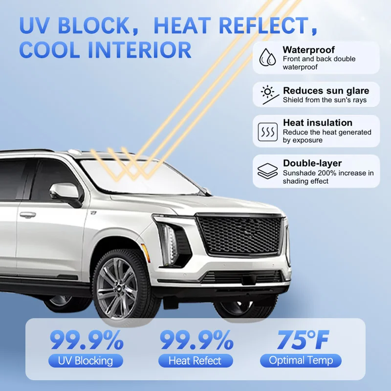 Car Windshield Sun Shade For Cadillac Escalade ESV Sunshade Sun Visor Protector Blocks UV Rays Summer Car Accessories