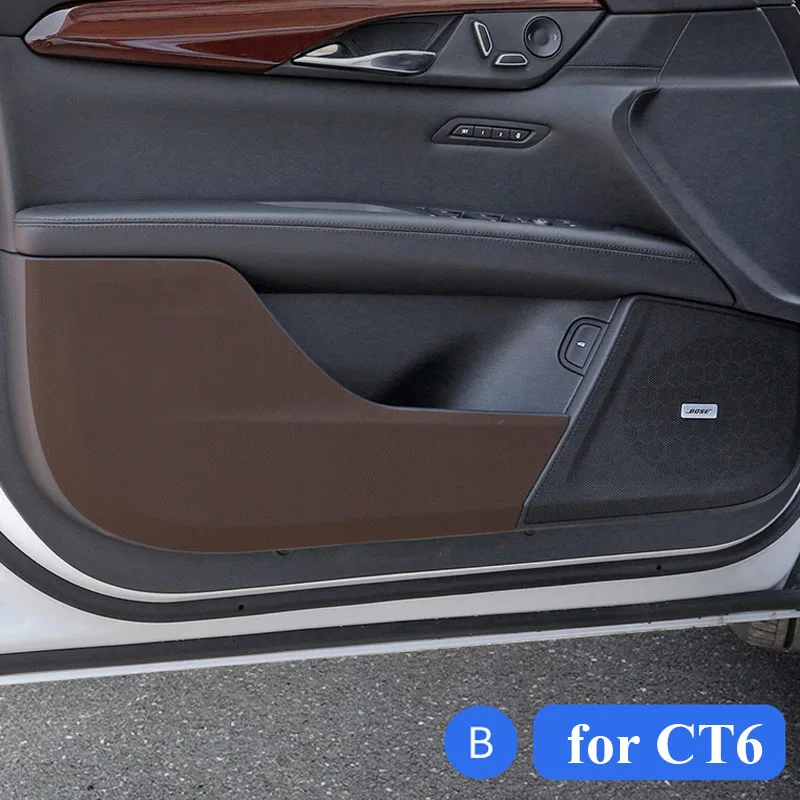 For Cadillac CT5 CT6 CT4 XTS XT5 XT6 ATSL Interior Accessories Leather Carbon Fiber Sticker Door Anti Kick Cover Protection Mat