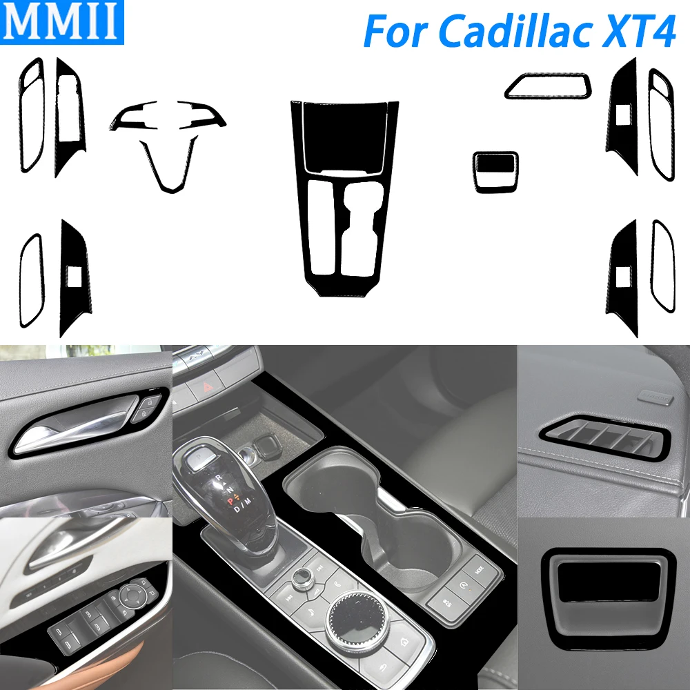 For Cadillac XT4 2018-2023 Piano Black Gear Shift Air Outlet Vent Steering Wheel Panel Trim Set Car Interior Accessories Sticker