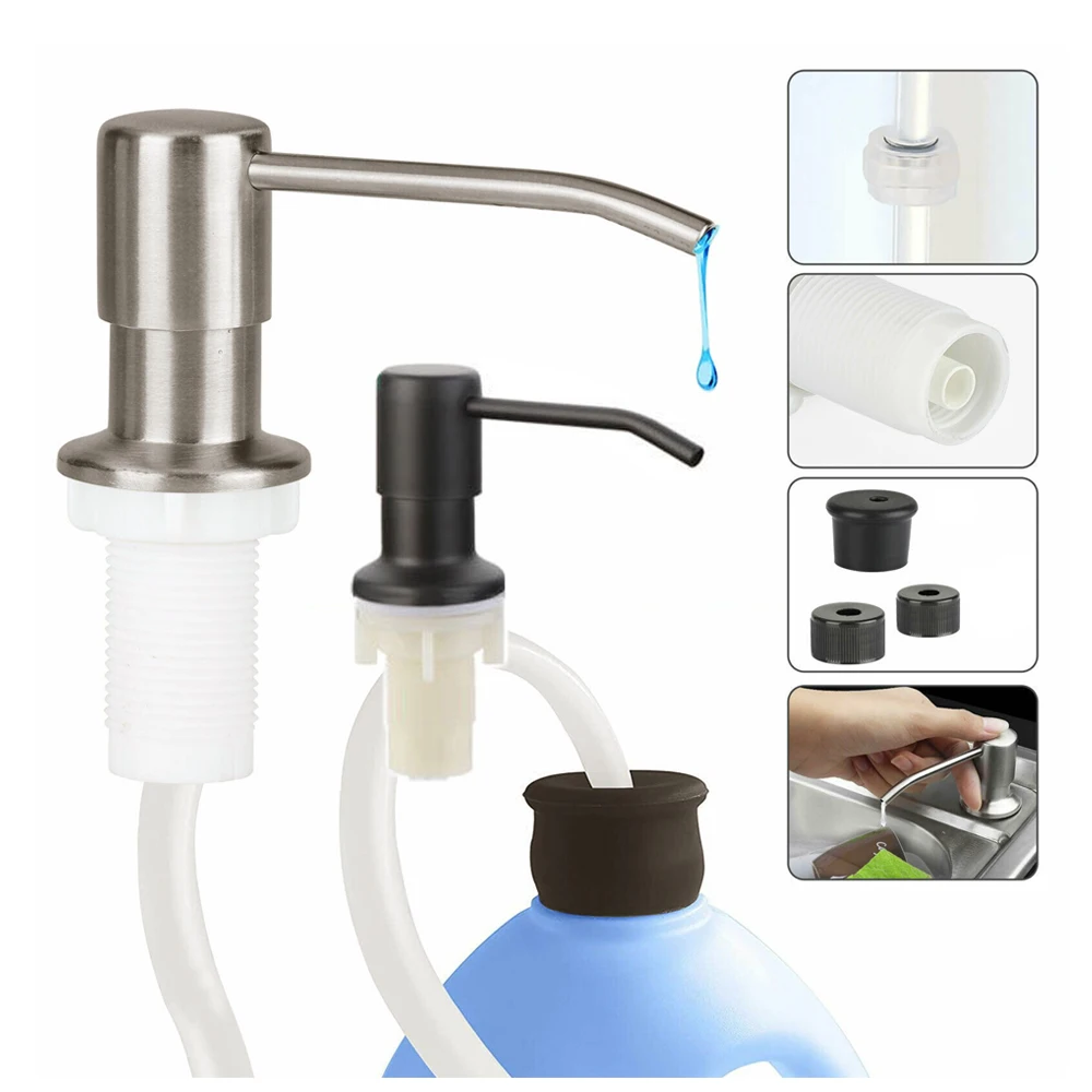 304SS Soap Dispenser with Extension Tube Kit Kitchen Sink Liquid Soap Dispenser 360° Bathroom Lotion Detergent Hand Press Pumps
