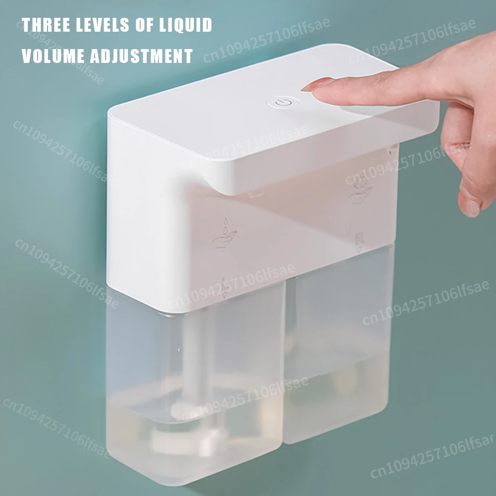 300ML Automatic Sensor Double Soap Dispenser 3-Level Adjustable Touchless Foaming Soap Dispenser 0.25s Liquid Out for Bathroom