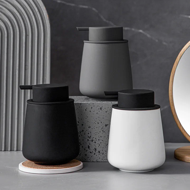 Matte Black Foaming Hand Soap Dispenser Plastic 300ML Modern Minimalist Style for Bathroom & Kitchen Countertop Refillable