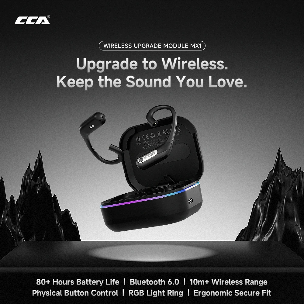 CCA MX1 True Wireless Detachable TWS Bluetooth 6.0 Ear Hooks (0.75/0.78mm Compatible)