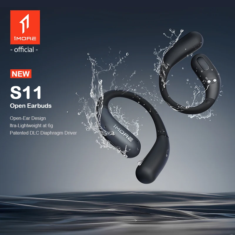 1MORE S11 Open-Ear Wireless Earphones Ultra-Thin Design Ear-Hook Earbuds Bluetooth V6.0 IPX5 28H Playtime