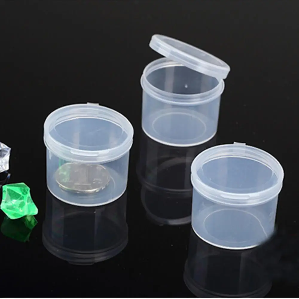 5 PCS/lot Small Round Plastic Clear Transparent With Lid Collection Container Case Storage Box Coin Capsules Holders Collecting
