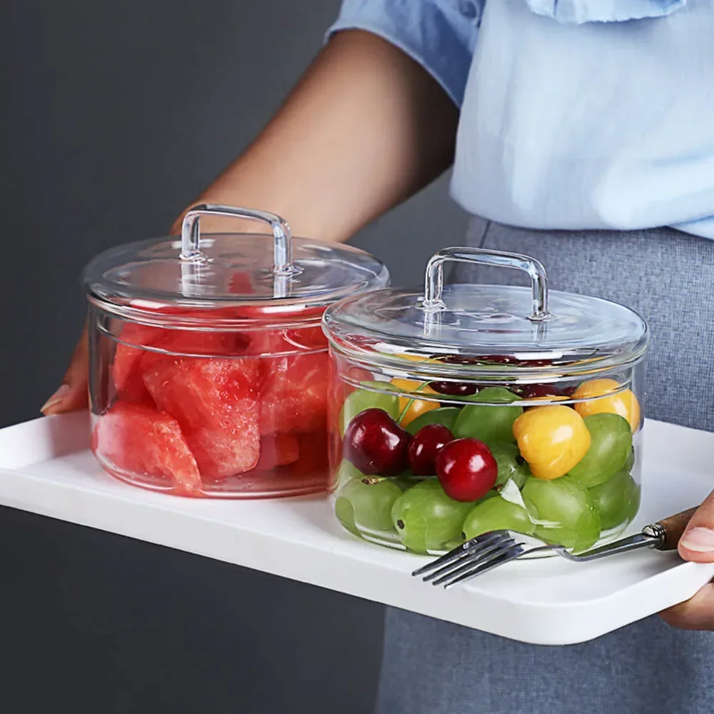 1Pcs Heat Resistant Glass Bowl Stackabe Round Fruit Salad Bowls Clear Kitchen Food Storage Container Salad Bowl Tableware