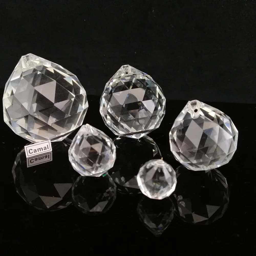 Camal 1PCS 15/20/30/40/50mm Clear Faceted Crystal Ball Glass Prisms Pendant SunCatcher Lamp Lighting Chandelier Part Fengshui