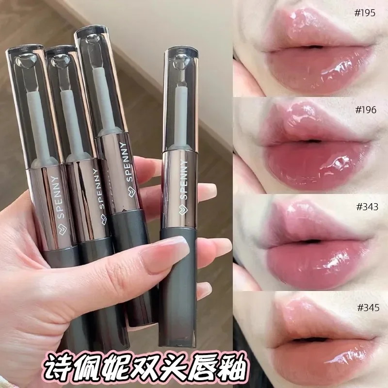Spenny Double-ended Lip Glaze Matte Lip Clay Mirror LipGloss Moisturize Layering Clear Lipstick Rare-Beauty Makeup Cosmetic