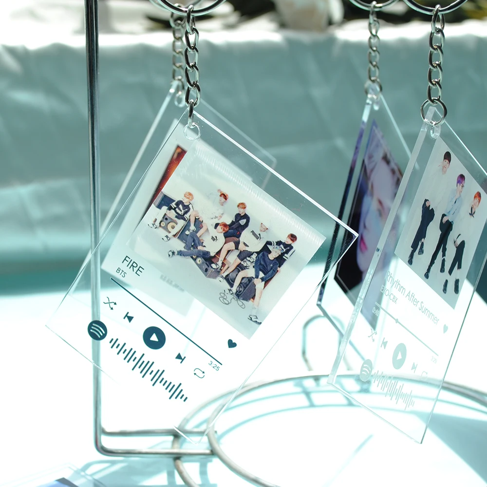 1pcs Small Gift Card with Keychain Custom Music Song Print Clear Acrylic Card Souvenir Cards