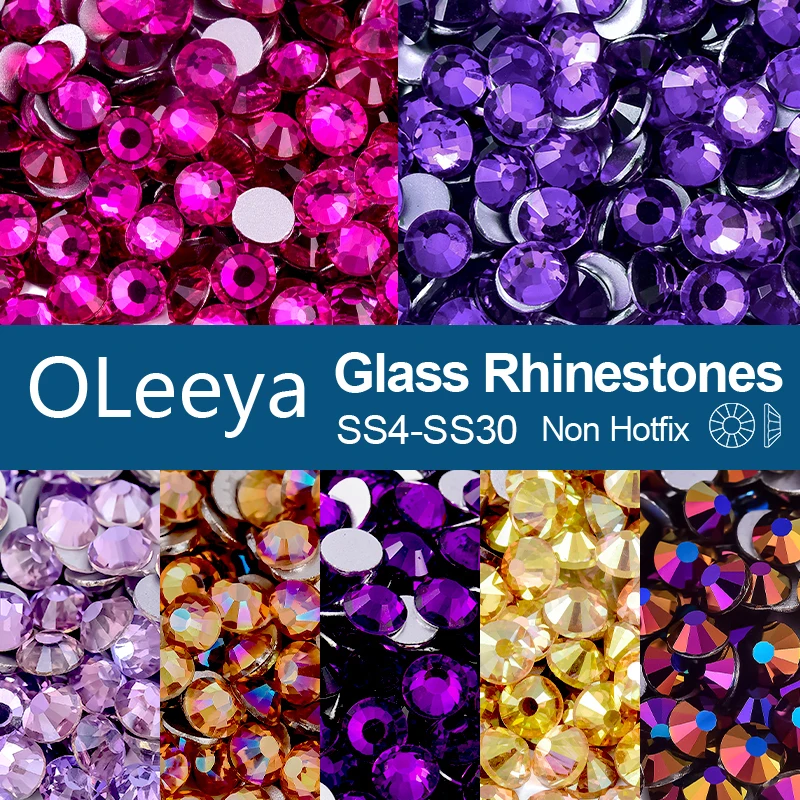 OLeeya Hot Sale SS4-SS30 Clear Glass Rhinestones Flatback Non Hotfix Crystal Strass for 3D Nail Art DIY Crafts Decor стразы
