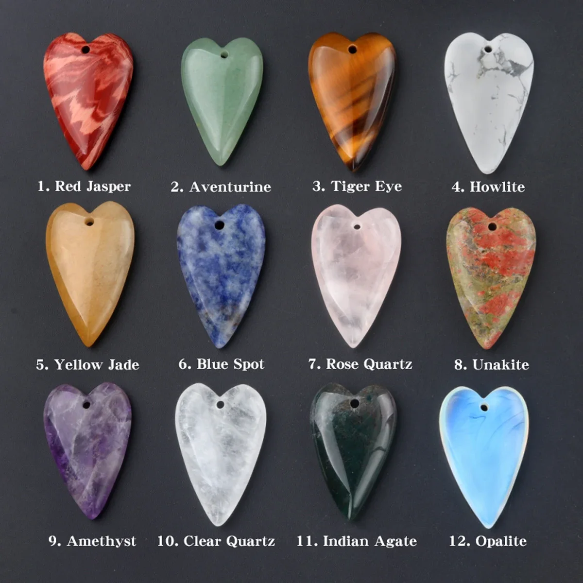 1Pcs Necklace Pendant Natural Stone Clear Quartz/Opal Peach-Heart Pendant For Jewelry Making DIY Necklace Accessory Size 40x25mm