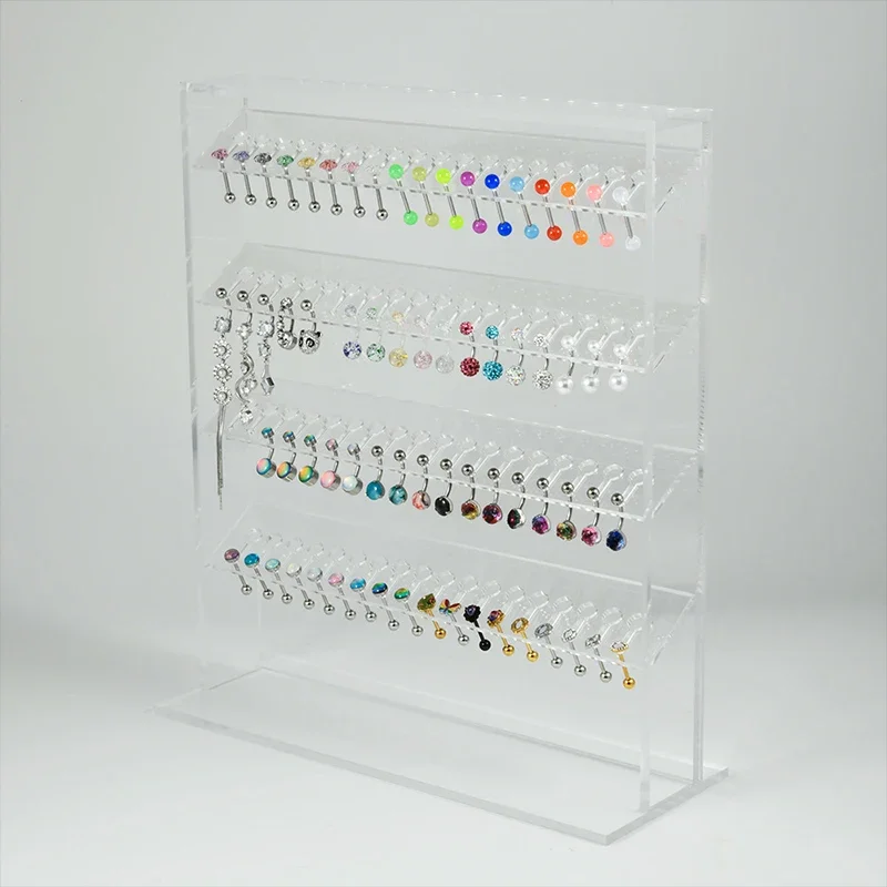 1Pcs Clear Acrylic 72Holes 4Layers Strong Display Stand Earring Belly Button Ring Lip Tongue Body Piercing Jewelry Solid Stand