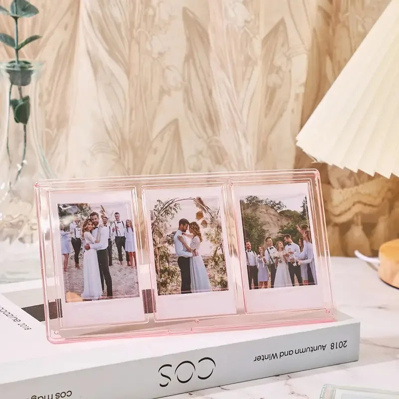 1 pcs elegant  photo frame display 3-inch clear polished picture holding a love theme perfect for weddings photocard holder