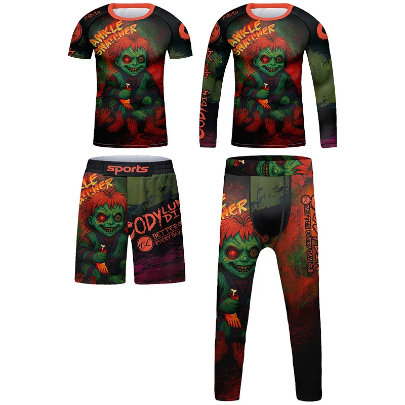 Kid's MMA Muay Thai Jiu Jitsu Sportswear Boys Boxing Sport Suit Training Running Set Children Tracksuit Gym Clothing Rashguard