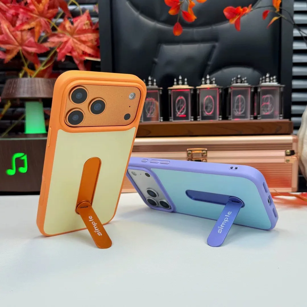 Premium Candy Two-Tone Magnetic Case for iPhone 17 pro Max with 360° Rotatable Stand Metal Ring Shockproof Protection