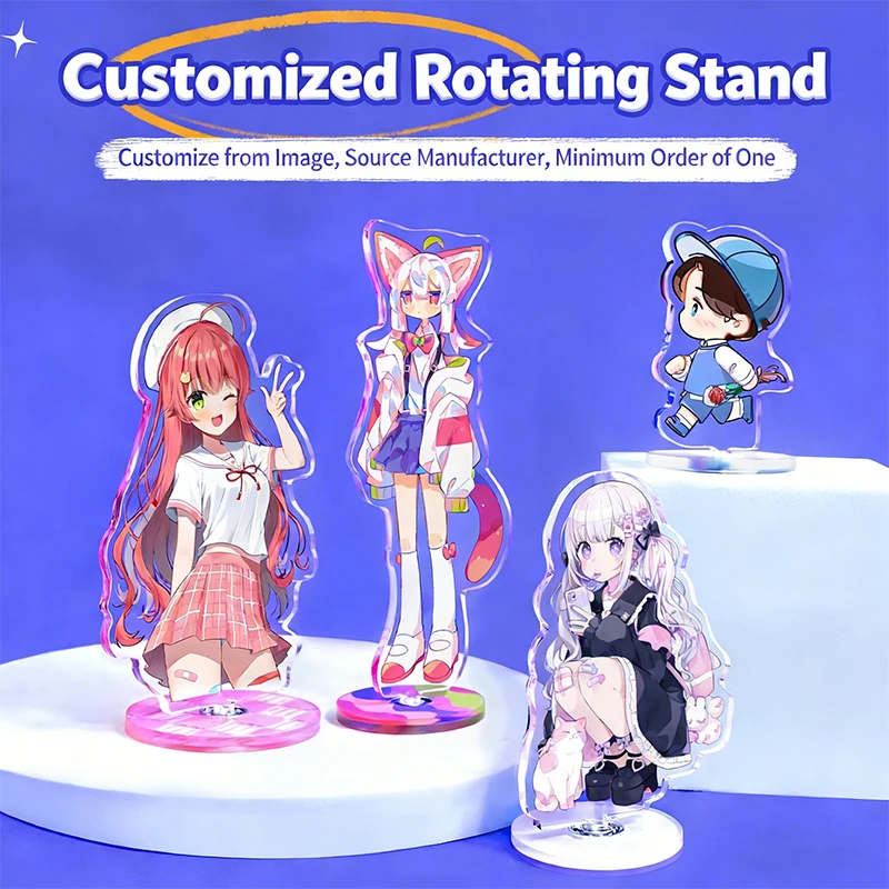 10cm Cute 360° Rotation Acrylic Stand Custom Photo Keychain Print Hologram Picture Personalized Phototag Photocard Holder Gift