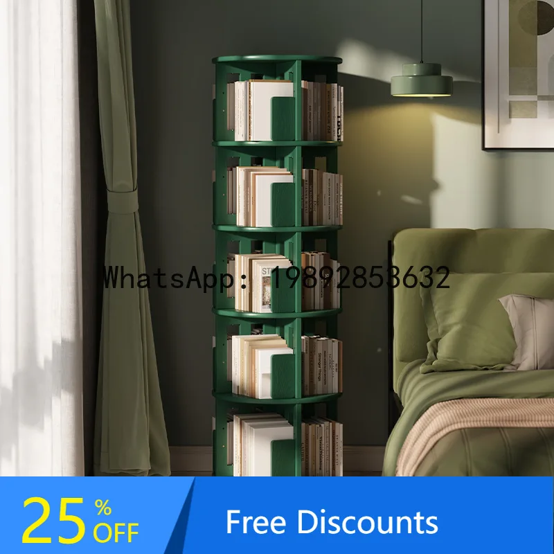 LYY All Solid Wood Rotating Bookshelf 360 Degree Bookcase Floor-standing Space-saving Home Children's Picture Book Storage Rack