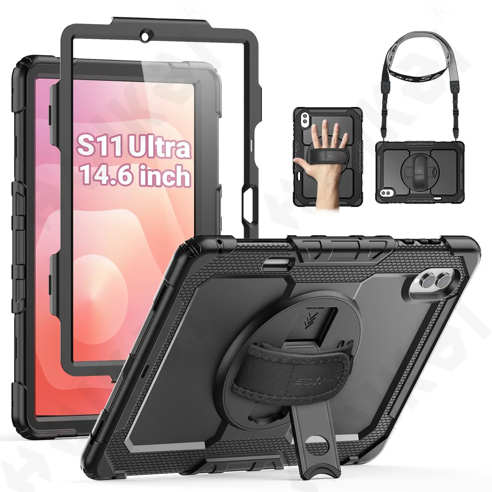 Case For Samsung For Galaxy Tab S11 Ultra 14.6 Inch Heavy Duty Shockproof Protective Case 360° Rotating Stand Cover