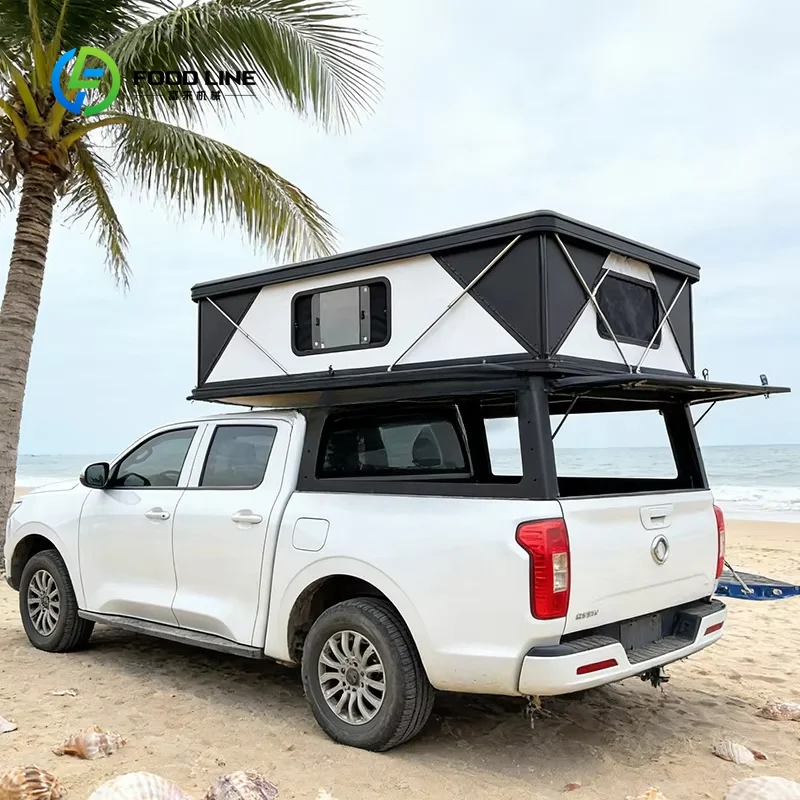 Hard Shell Pop Up Pickup Truck Camper Tent for Outdoor Adventure, Custom Camping Cabin with Bed Platform, Kitchen Station