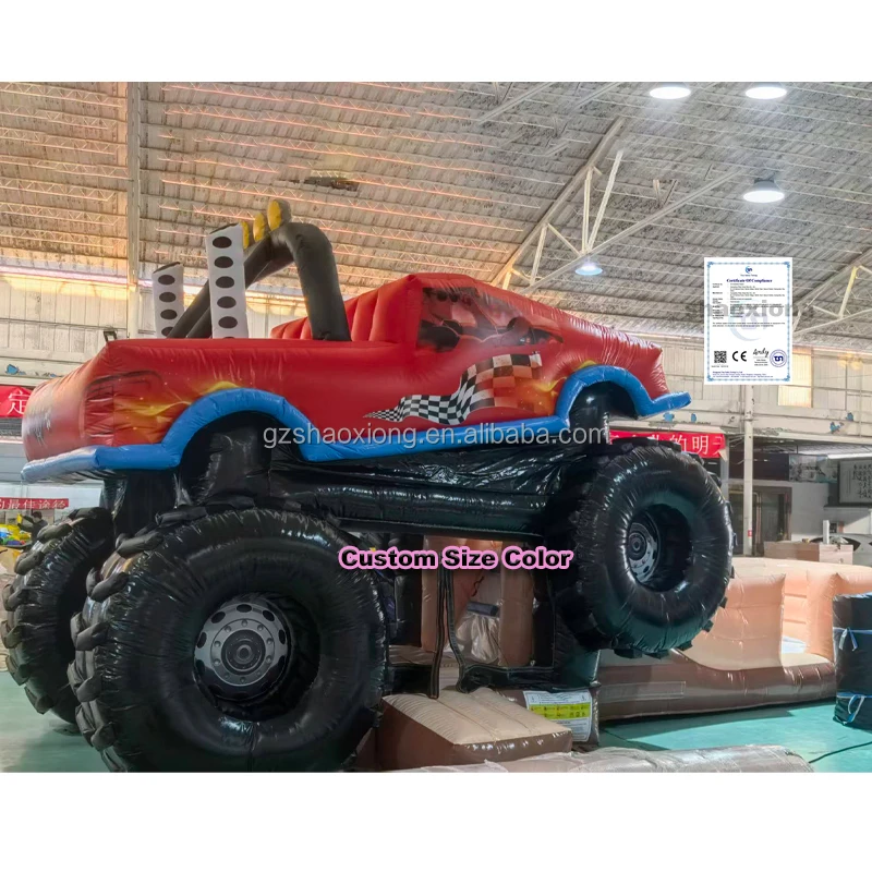Commercial Outdoor Backyard Jumping Monster Truck Theme Bouncy Castle Slide Combo for Kids Inflatable Bounce House with Slide