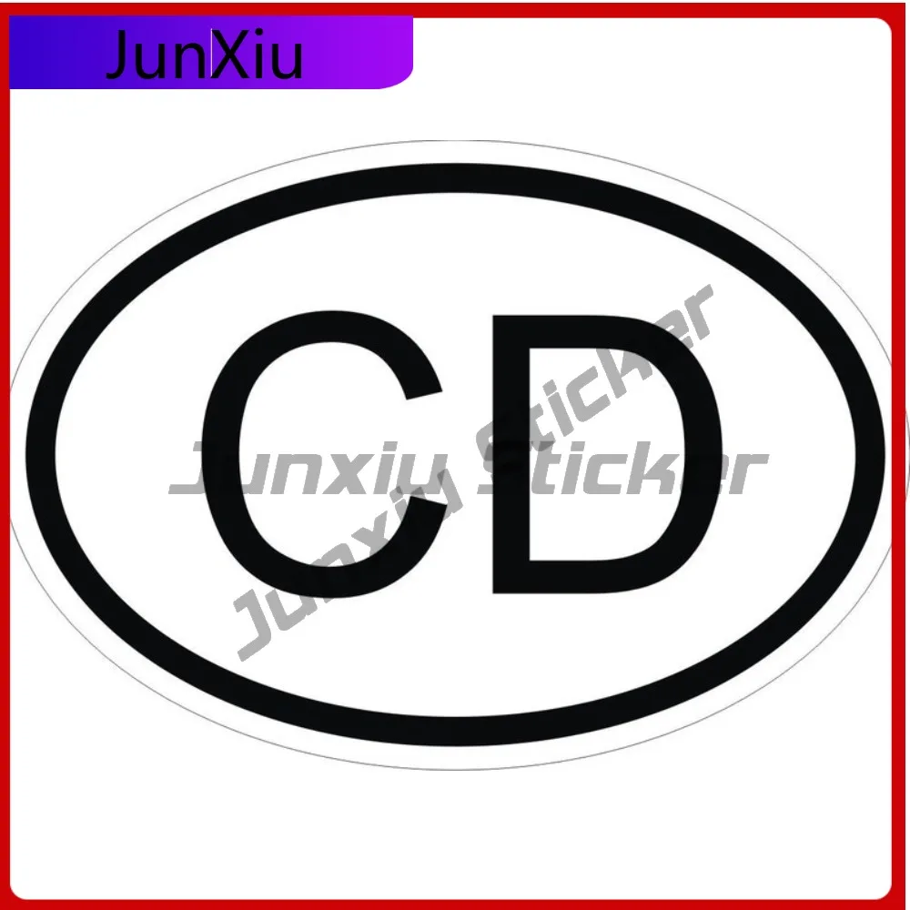 Diplomatic Corps Country Code Cd Oval Sticker With Flag Waterproof Decals Scratch Cover Suv Outdoor Camping Rv Car Truck Sticker