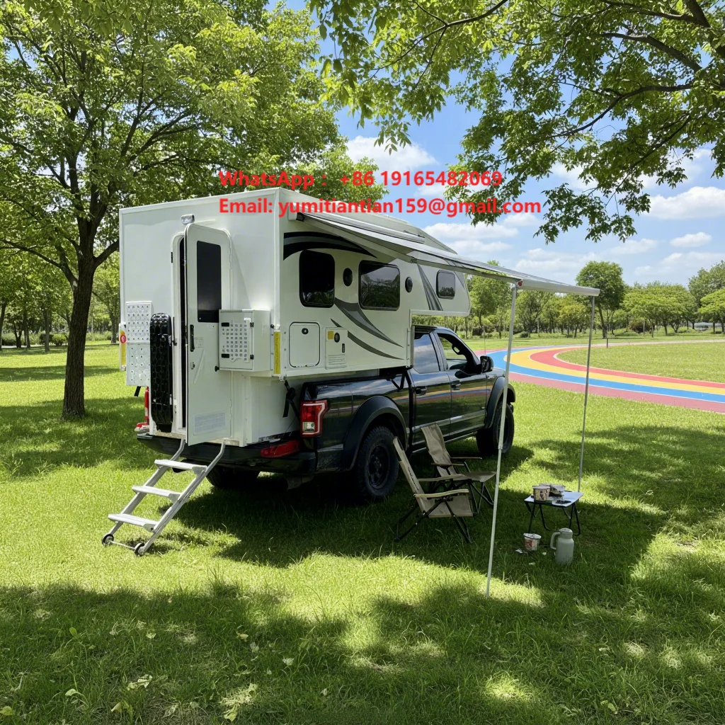 Slide-In 4x4 4 Person Pick-Up Truck Camper Foldable Roof Lightweight Overland Trailer Rooftop Awning Tent Outdoor Camping Travel
