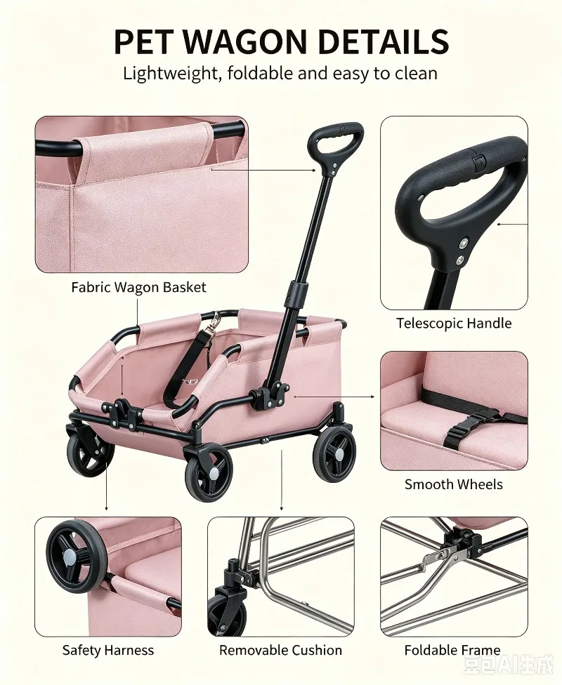 LLY Multifunctional Outdoor Camp Small Push Trailer Foldable Picnic Truck Mobile Portable Vehicle