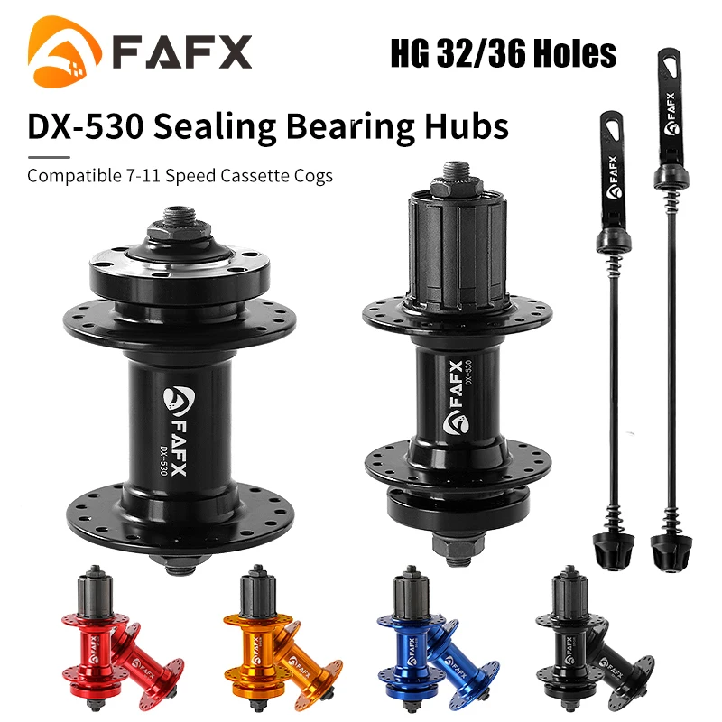 FAFX MTB Bike 32/36 Holes Sealing Bearing Hubs Compatible 7/8/9/10/11 Speed Cassette Cogs Disc Brake Alloy Hub Bicycle Parts
