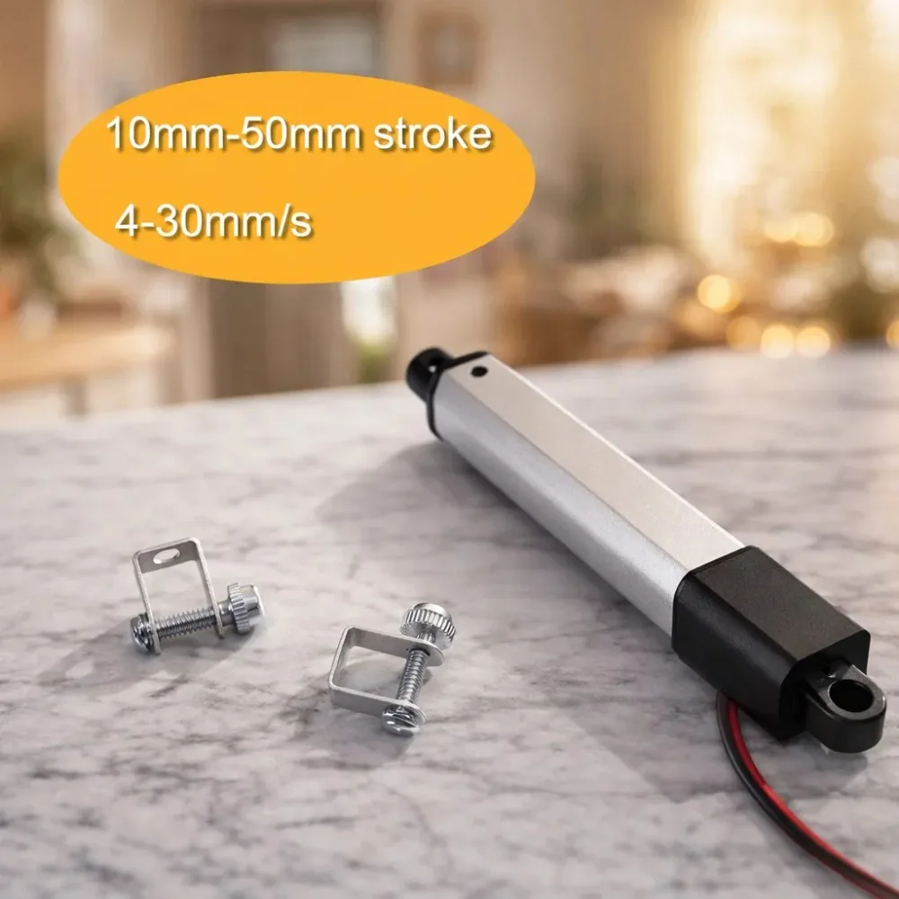 Waterproof Electric Motor Linear Actuator (6V/12V) with Mounting Brackets, 10mm/21mm/30mm/50mm Stroke, 30N/60N/90N/150N