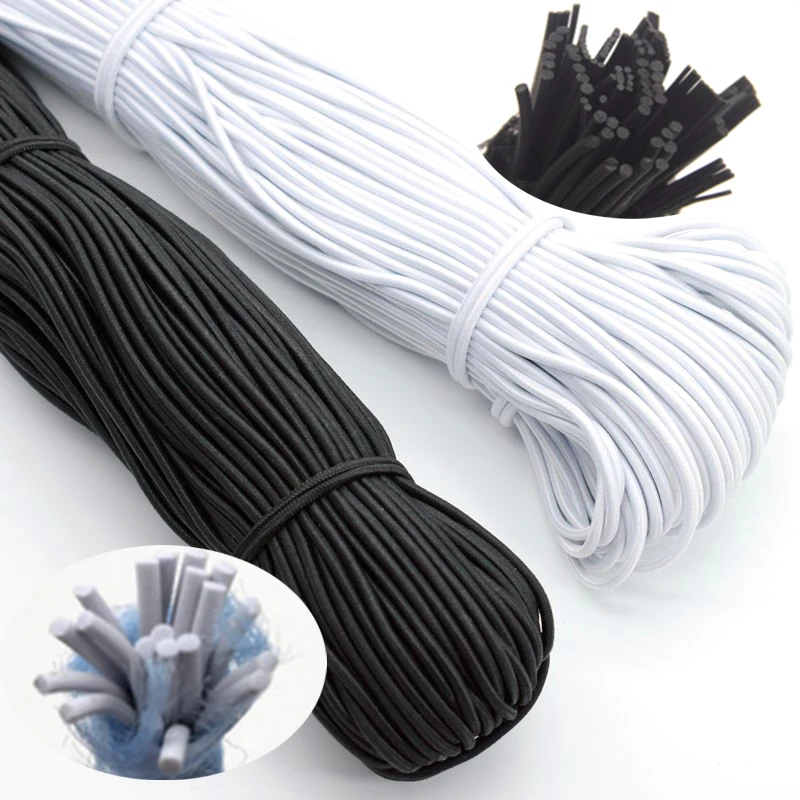1/2/3/4/5mm High-Quality Round Elastic Band Cord Elastic Rubber White Black Stretch Rubber For Sewing Garment DIY Accessories